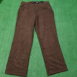 New! Venezia Jeans Pants Womens 14 Brown Straight‎ Leg Faux Suede Khakis 34x30